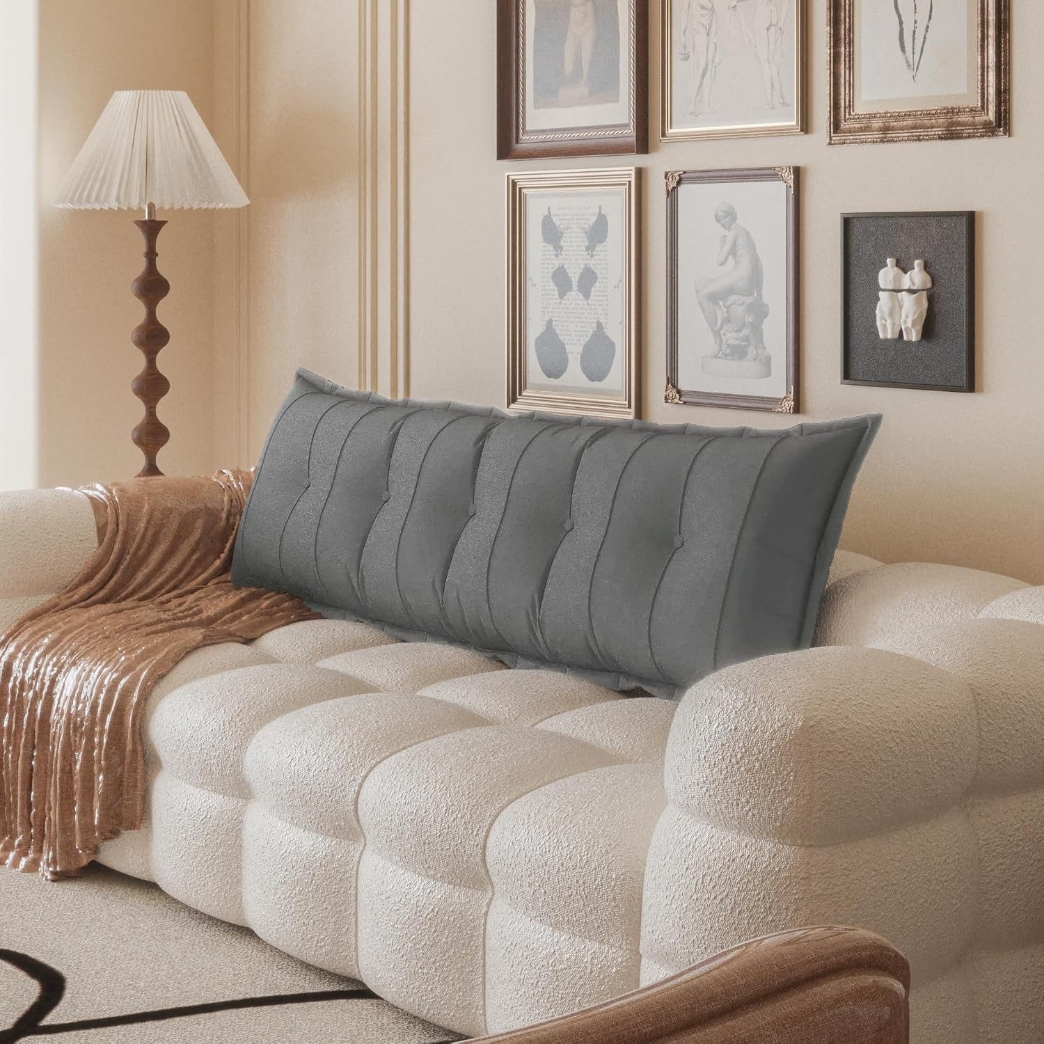 JohnearHomeFashionDecorLife Johnear Large Headboard Pillow Cotton Linen Daybed Cushion Backrest Bolster Pillow Support Positioning Bed Sofa…