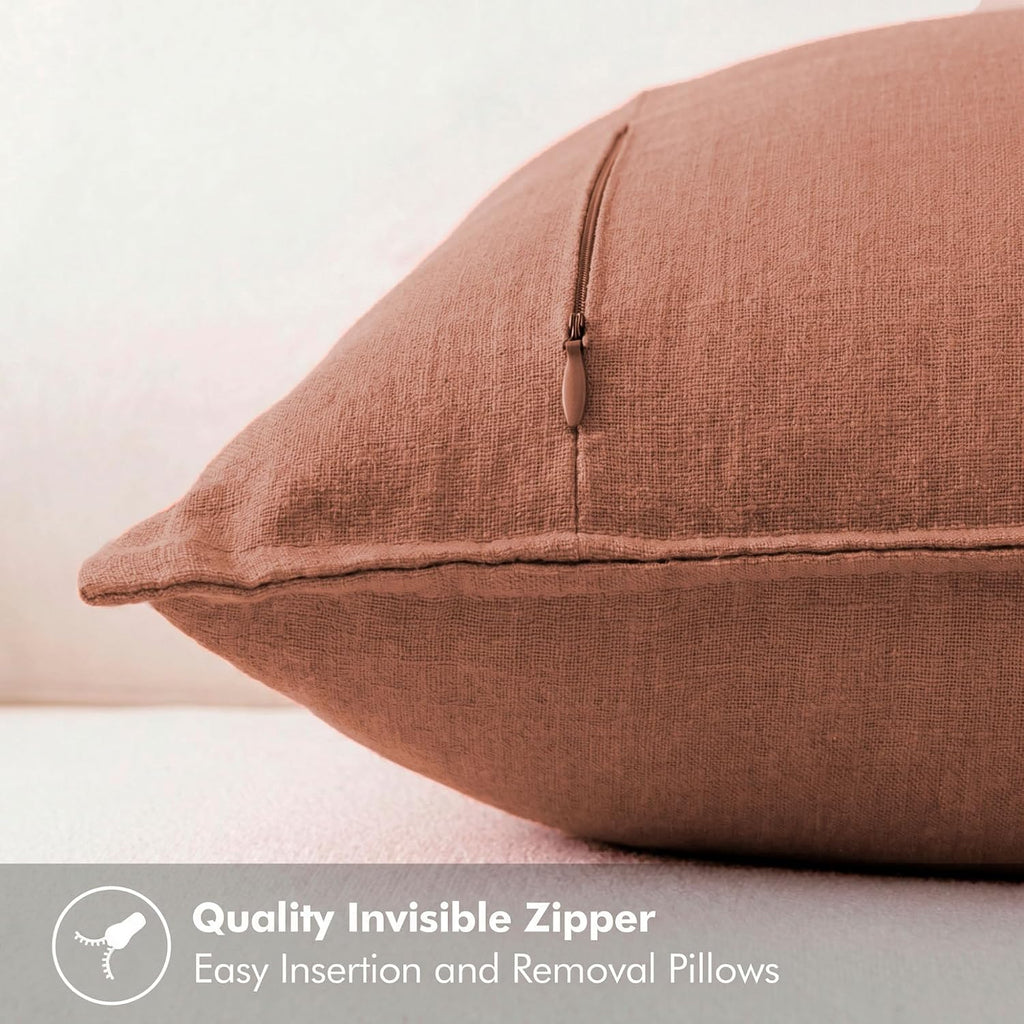 Symplora Cotton Linen Throw Pillow Covers Set of 2, Breathable Non Pilling Decorative Pillow Covers, Machine Washable Cushion Case for…