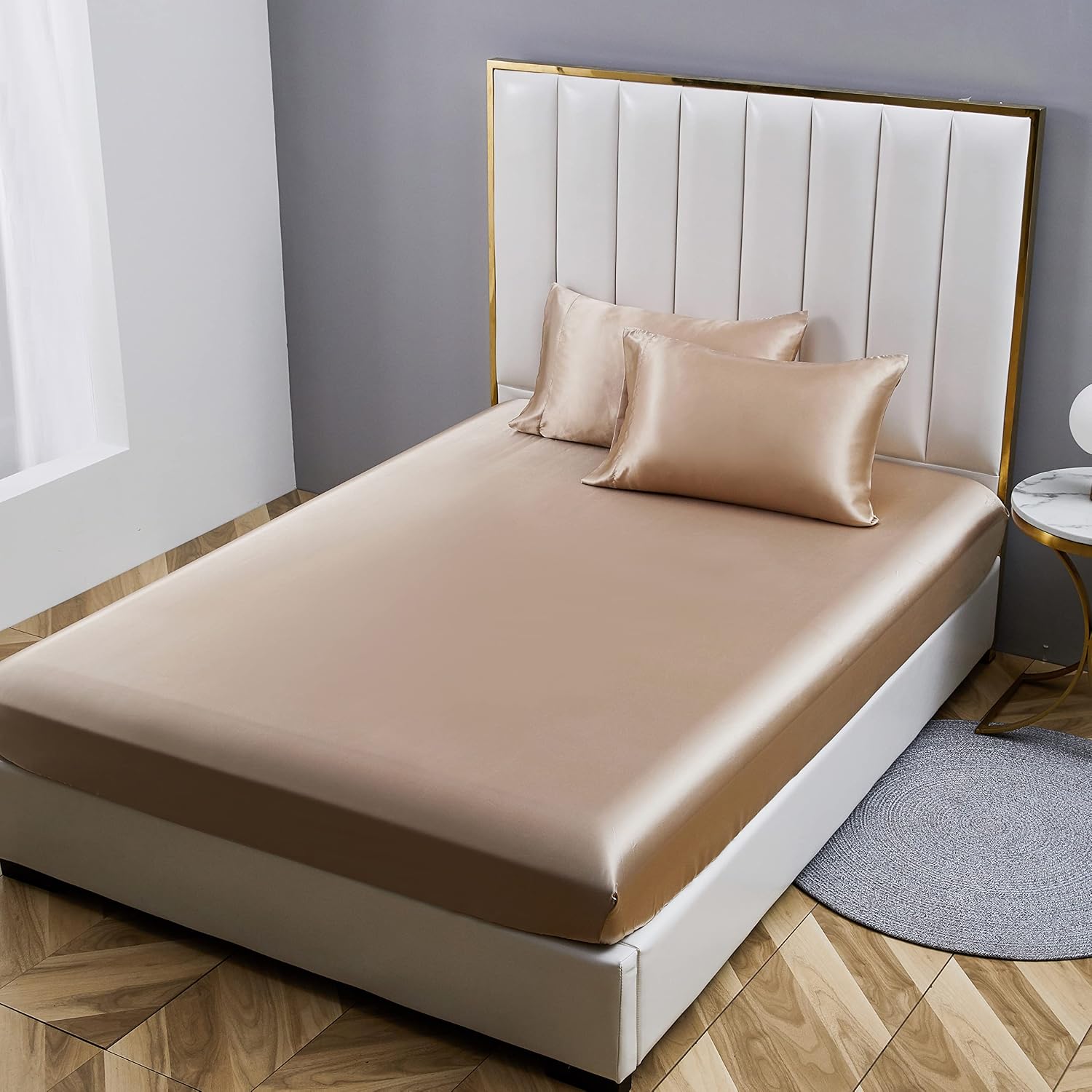 Lcbd Satin Pillowcase Queen Size for Hair and Skin, Taupe Silk Satin Pillowcases Set of 2, Satin Cooling Pillow Covers with Envelope Closur…