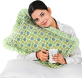 Ridhi Block Print Apple Green Floral 20"x12" Set 1-100% Cotton Ruffle Lumbar Sham Cover Boho Floral Pillowcase, Farmhouse Cottagecore…