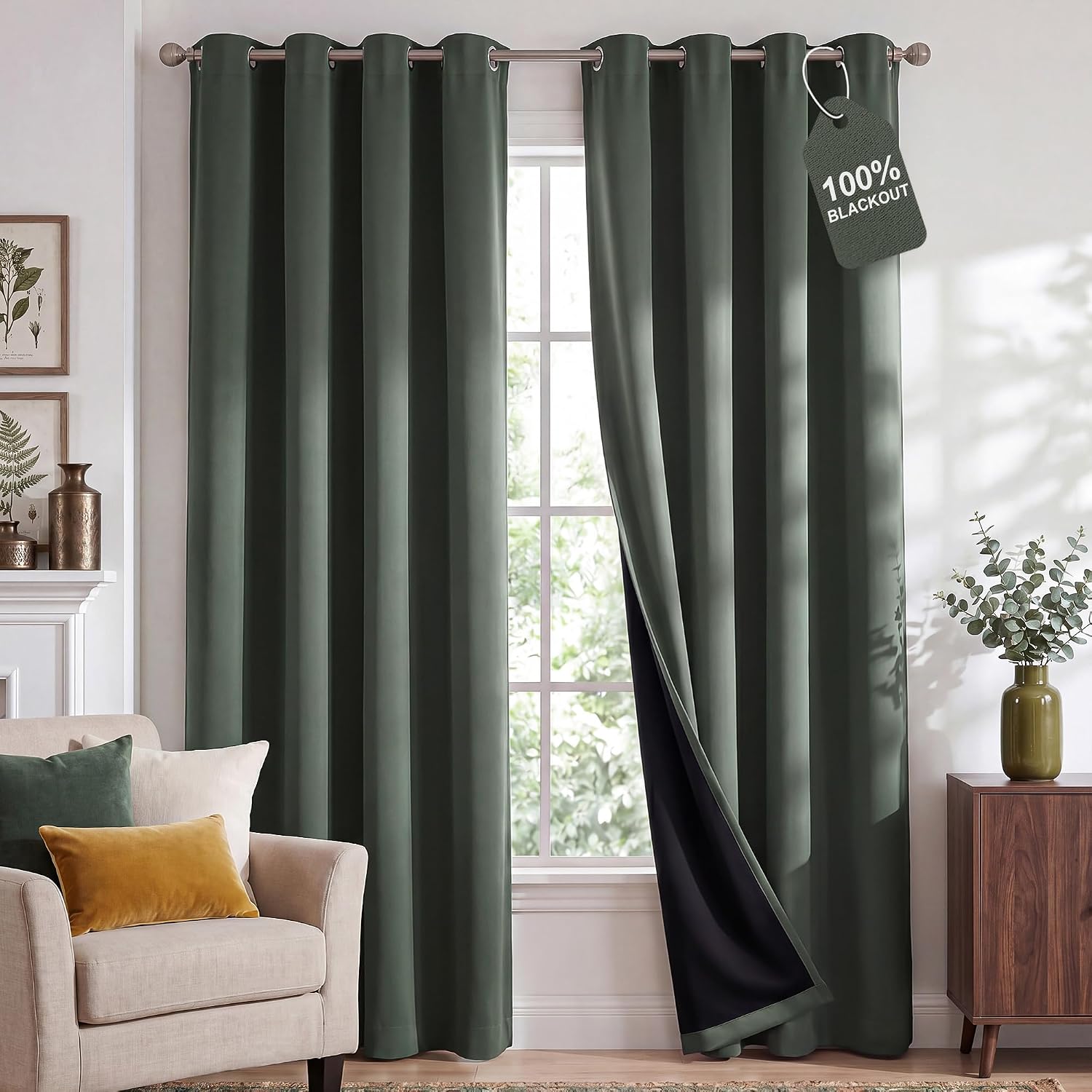 Nicetown 100% Blackout Curtains 84 inches Long, Pair of Energy Smart & Noise Blocking Out Drapes for Baby Room Window, Thermal Insulated Gu…