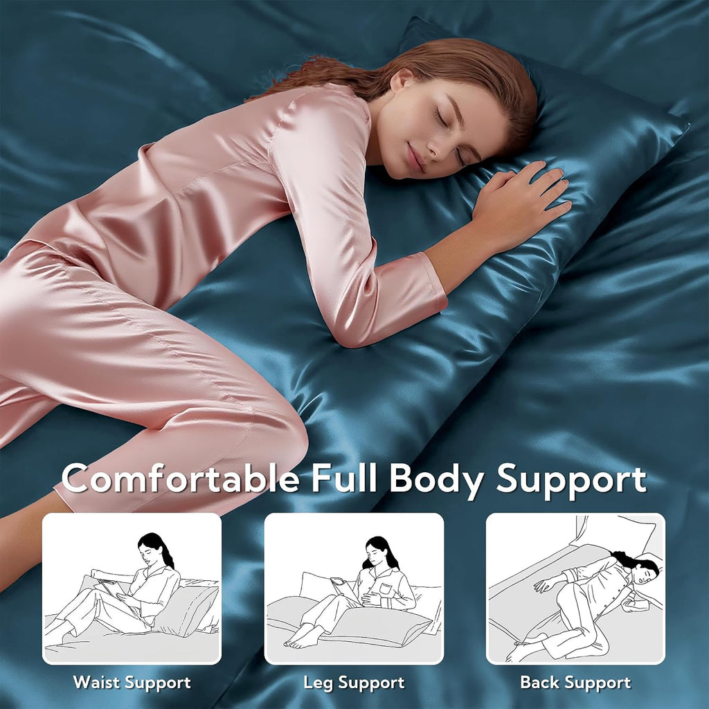 MR&HM Satin Body Pillow Cover, Soft and Breathable Body Pillow Case with Envelope Closure, Cooling and Silky Long Pillowcase for Hair and…