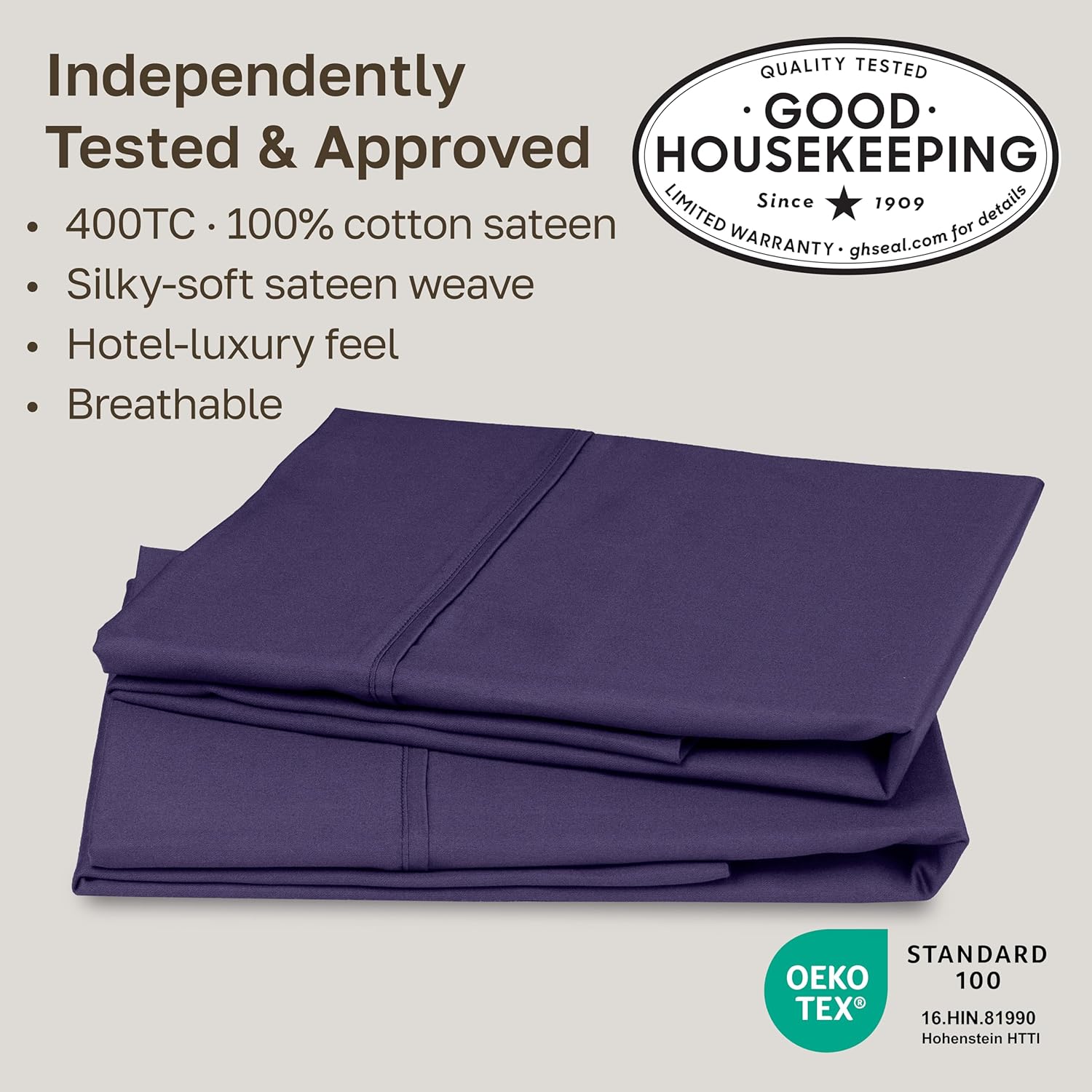 CaliforniaDesignDen California Design Den Standard Queen Size Pillowcase Set - 400 Thread Count, 100% Cotton Sateen, Set of 2 Pillow Covers…