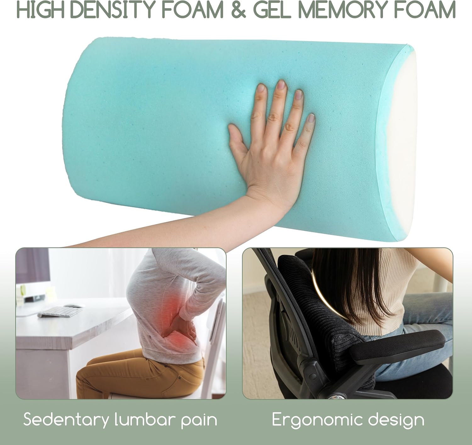 Higogogo Lumbar Support Pillow for Recliner Chair/Accent Chair/Couch, Memory Foam Back Support Cushion for Elderly, Recliner Cushions for B…