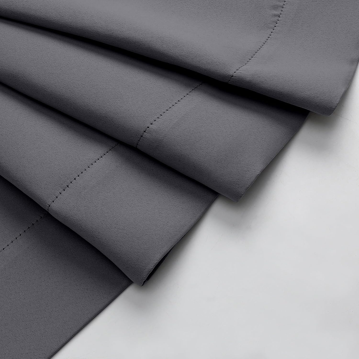 WelvetBLK Grey Room Darkening Curtains for Bedroom Living Room 45 Inch Length 2 Panels Set, Soft Solid Thermal Insulated Rod Pocket Short C…