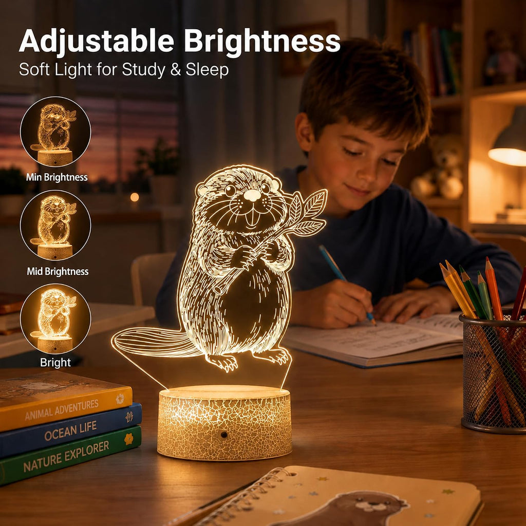 Beaver Night Light, Remote, 16 Colors Changing RGB Flashing Mode Dimmable LED Illusion Lamp, Birthday Holiday Gifts for Boys Girls Teens…
