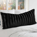Cheer Collection Faux Fur Long Body Pillow - Accent Throw Pillow for Bed and Couch - Decorative Lumbar Pillow with Insert, Black (18" x 40")