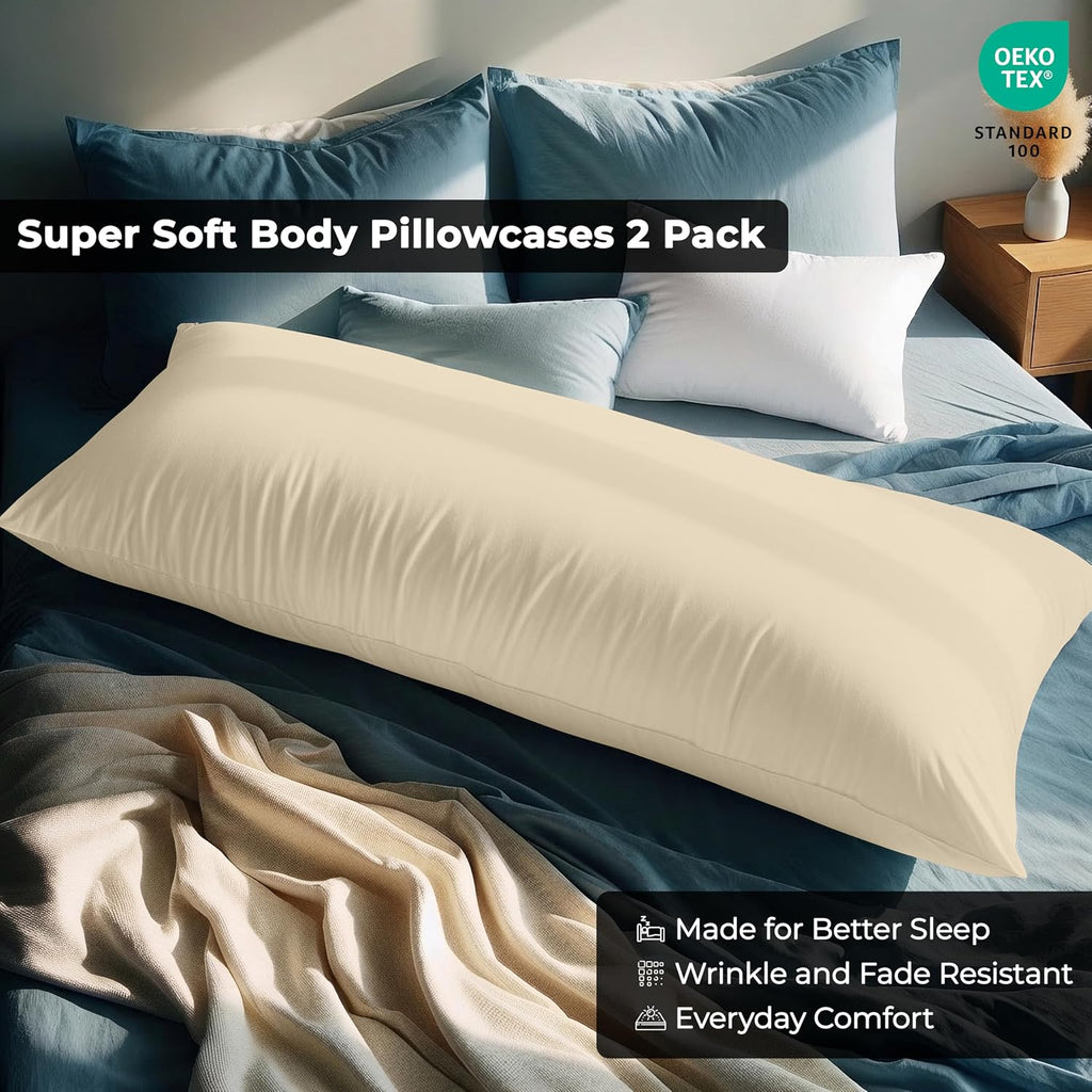 Royalelinens ROYALE LINENS Body Pillow Cover - Double Brushed 1800 Microfiber - 20"x54" with Hidden Zipper Closure - Wrinkle & Fade Resista…