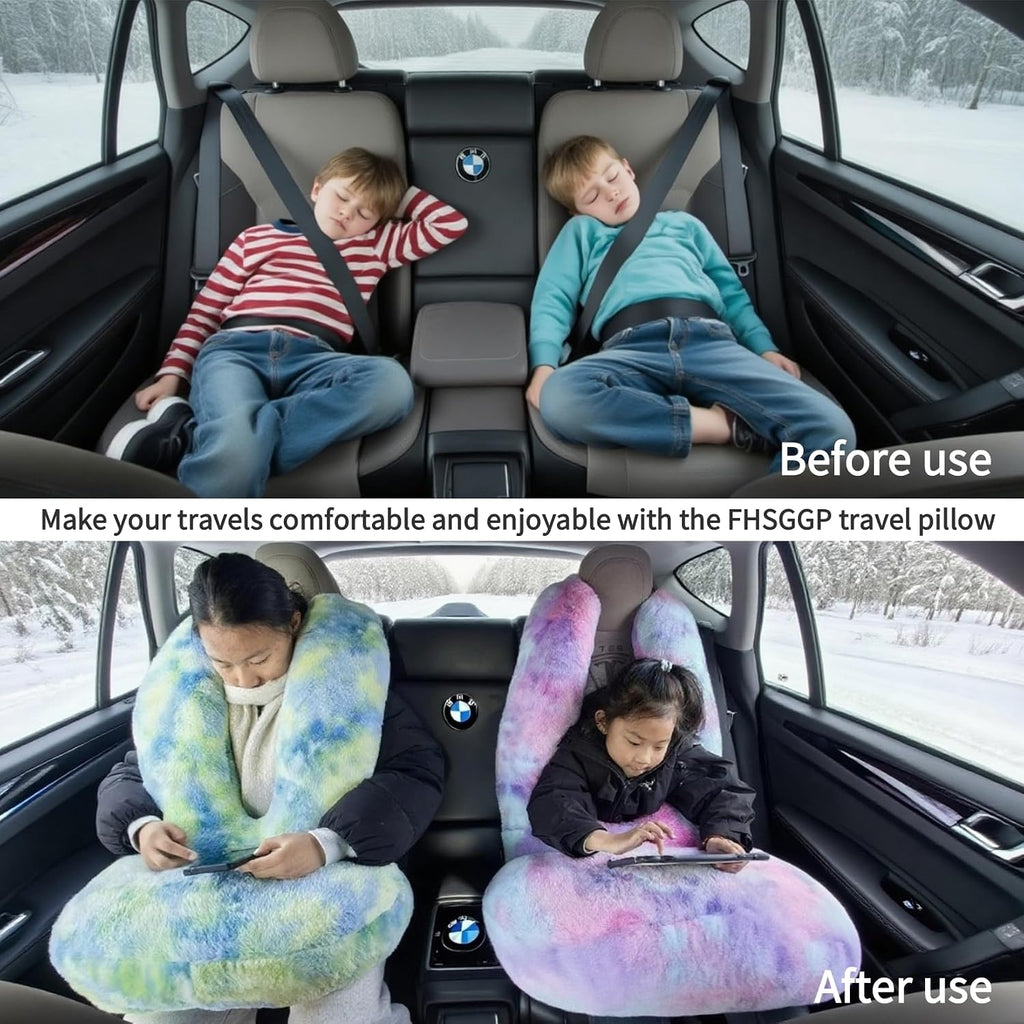 FHSGGP Travel Pillow Car Travel Sleep Support Pillow 2-in-1 Lap Pillow and Car Pillow with Neck and Body Support for Adults and Kids on…