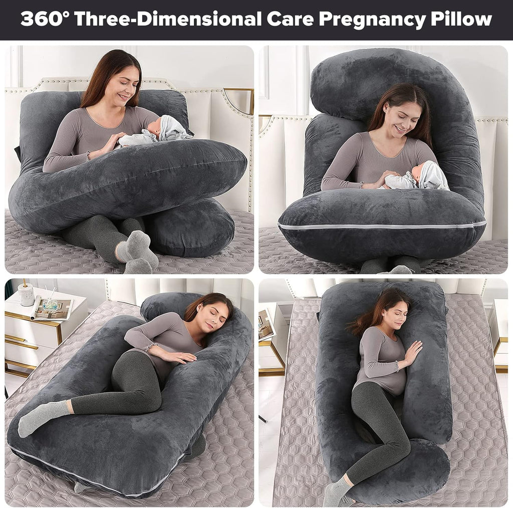 U-Shaped Full Body Pregnancy Pillow for Sleeping – 57" Maternity Pillow with Removable Cover, Support for Back, Legs, Belly & Hips…