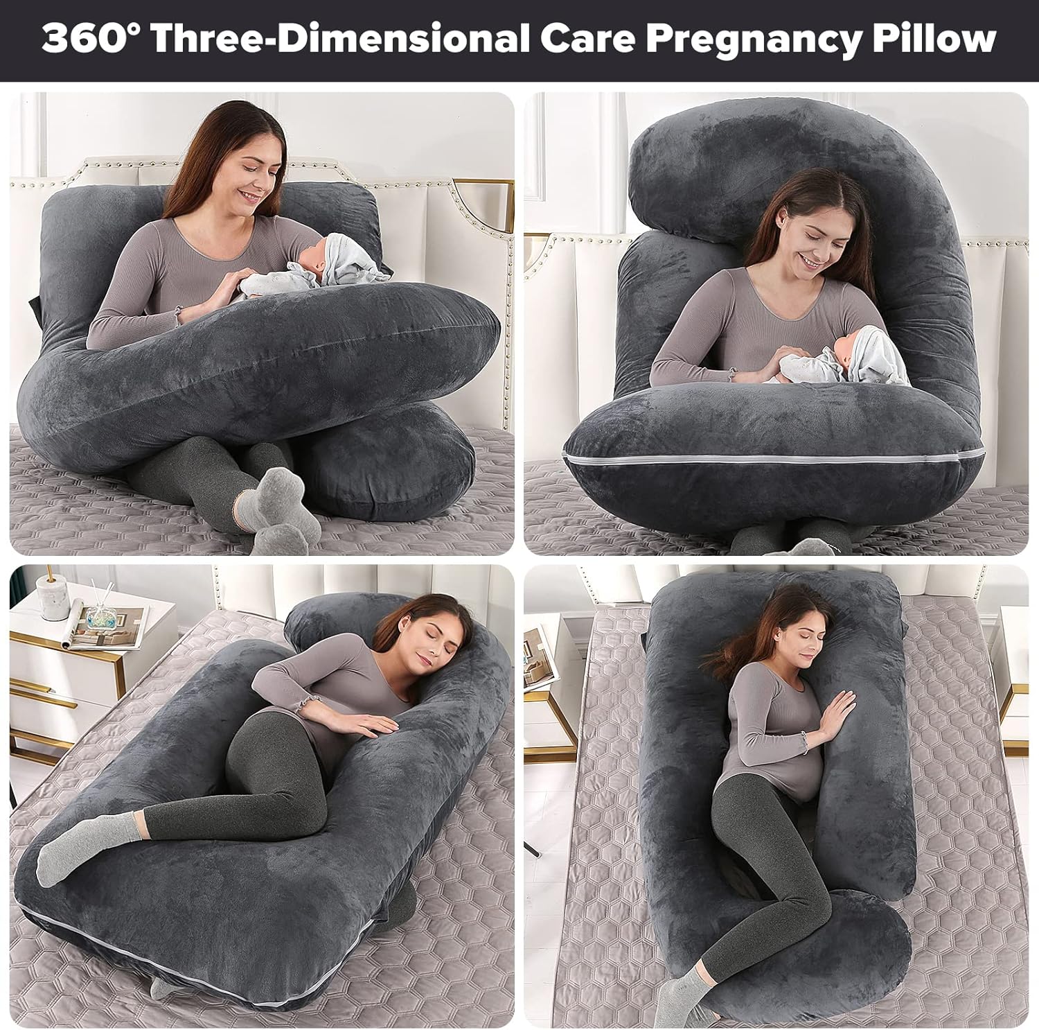 U-Shaped Full Body Pregnancy Pillow for Sleeping – 57" Maternity Pillow with Removable Cover, Support for Back, Legs, Belly & Hips…