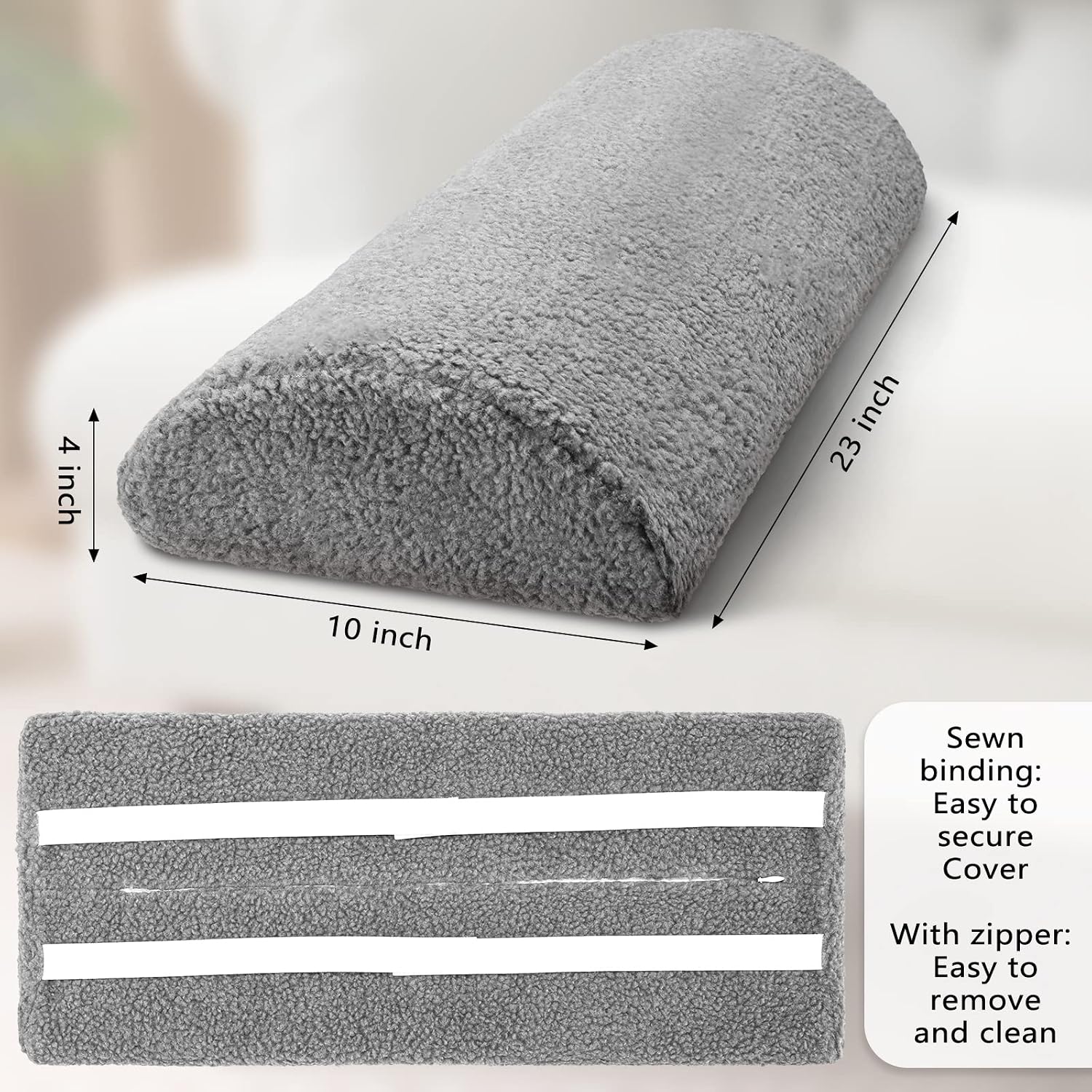 Wesiti Recliner Foot Pillow Cushion High Resilience Sherpa Memory Foam Bolster Sleeping Rest Multipurpose Half Roll Leg Pillow Suitable…