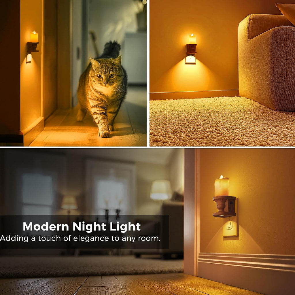 L LOHAS LED Night Light,[2-Pack] Flameless Candle Night Light with 3 Lighting Model, Dusk to Dawn Sensor,0-100LM Brightness…