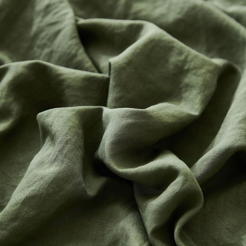 Merryword Shabby Chic Olive Green Body Pillow Cover - 20x54in Long Pillowcase with Ruffled Fringe Decor Green