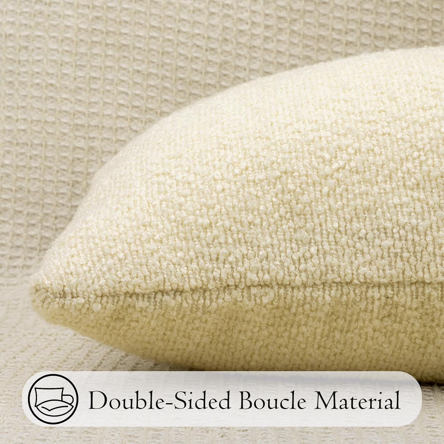 JoraLion 14x36 inch Boucle Lumbar Pillow Cover, Ivory Woven Texture Neutral Long Pillow Cover Breathable Cushion Case for Couch Sofa Bed…