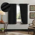 Pitalk Black Out Curtains 45 Inch Long 2 Panels Burg for Bedroom Small Windows Pocket Modern Farmhouse Linen Look Room Darkening Insulated…