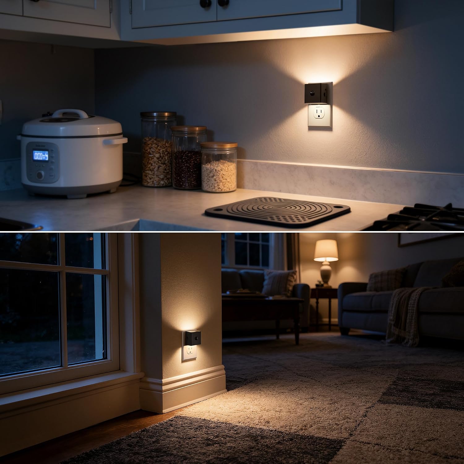 DORESshop LED Motion Sensor Night Light [2 Pack], Plug in Night Light, Dusk to Dawn Night Light Motion Sensor, 3 Level Brightness…