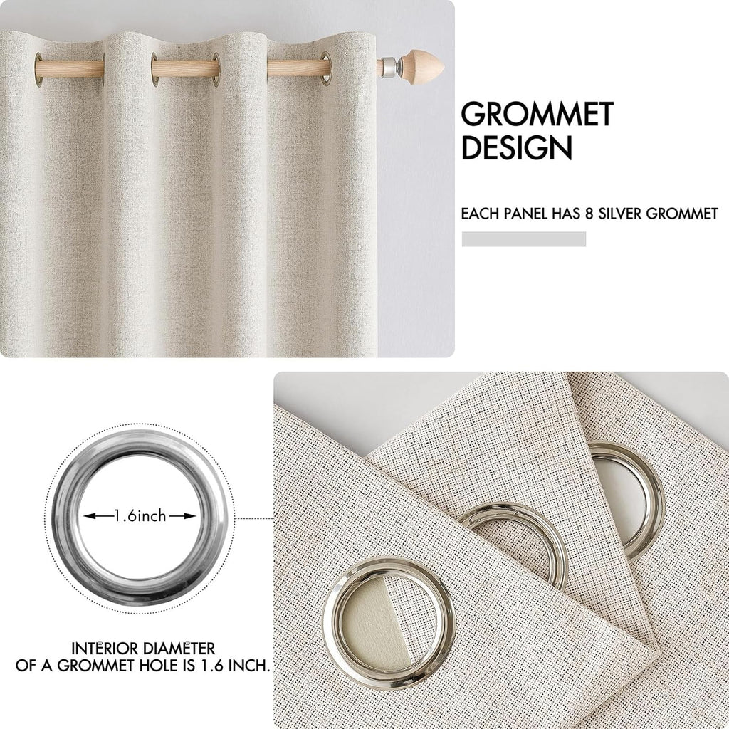 Miulee Linen Blackout Curtains for Bedroom Thermal Insulated Birch Grommet Room Darkening Black Out Drapes for Living Room Nursery 52 x 54…