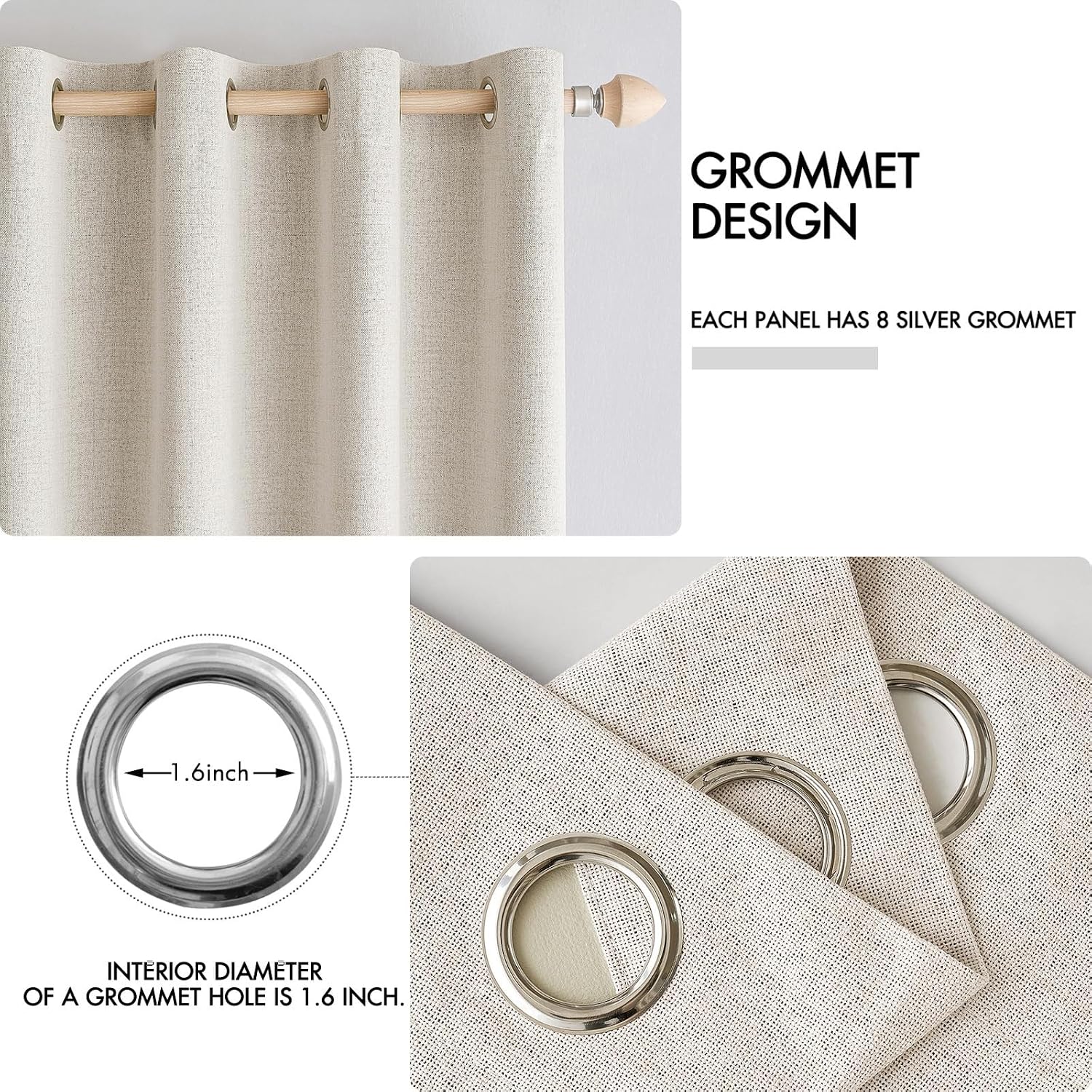 Miulee Linen Blackout Curtains for Bedroom Thermal Insulated Birch Grommet Room Darkening Black Out Drapes for Living Room Nursery 52 x 54…