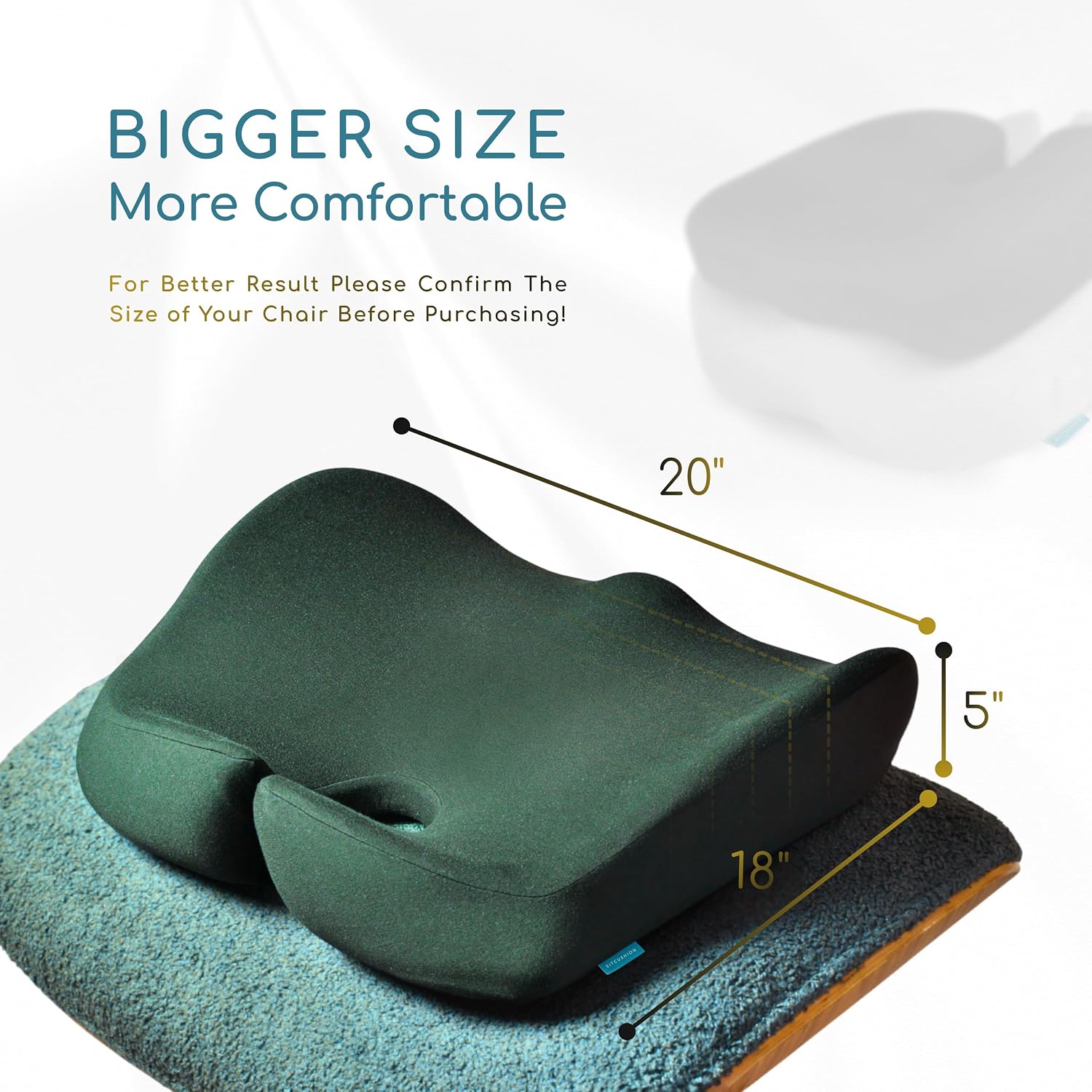 Sitcushion Orthopedic Coccyx Cushion for Tailbone, Sciatica and Back Pain - XL Memory Foam Seat Cushions for Office Chairs, Car, Gaming -…