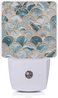 Mermaid Fish Scales Marble Night Light Plug-in LED Nightlights Auto Sensor Night Lamp Dusk-to-Dawn Lamp Home Decor for Nursery Children…