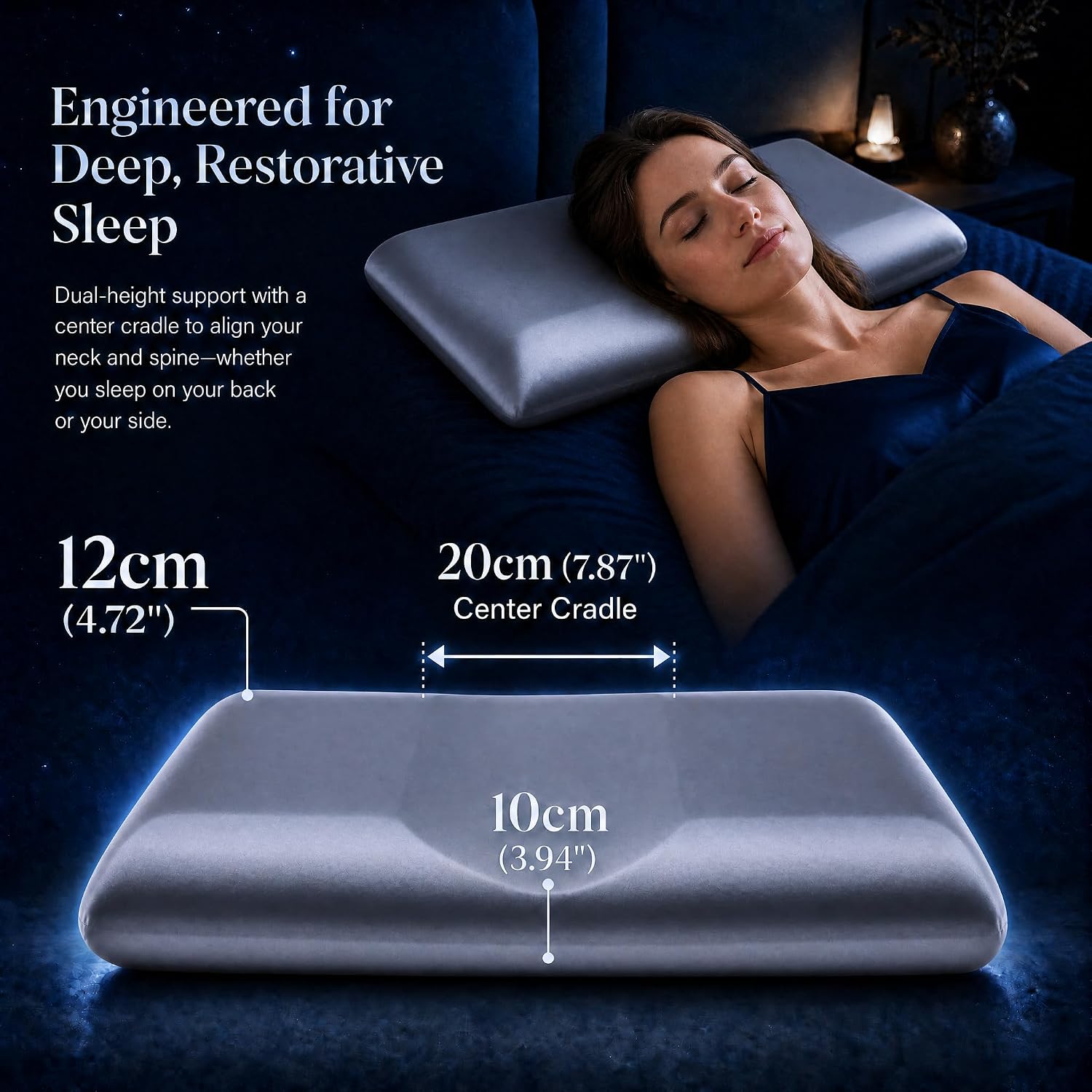 Silicone Pillow for Sleeping, Cooling Ergonomic Neck Support Pillow, High Resilience Bed Pillow for Side Back Sleepers, Washable…