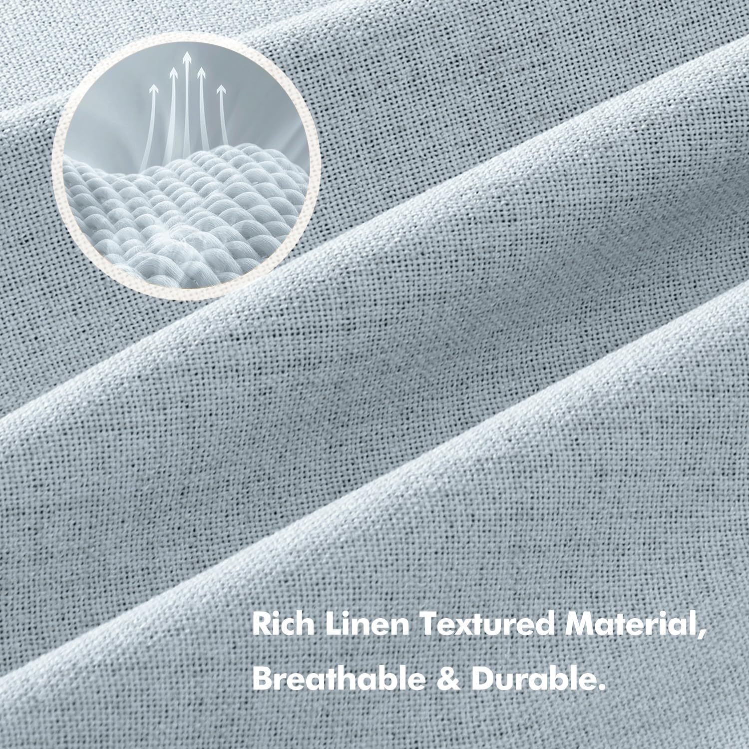 Miulee 100% Blackout Linen Curtains for Bedroom, Chambray Blue Solid Luxury Decor Thermal Insulation Room Darkening Drapes for Living Room…