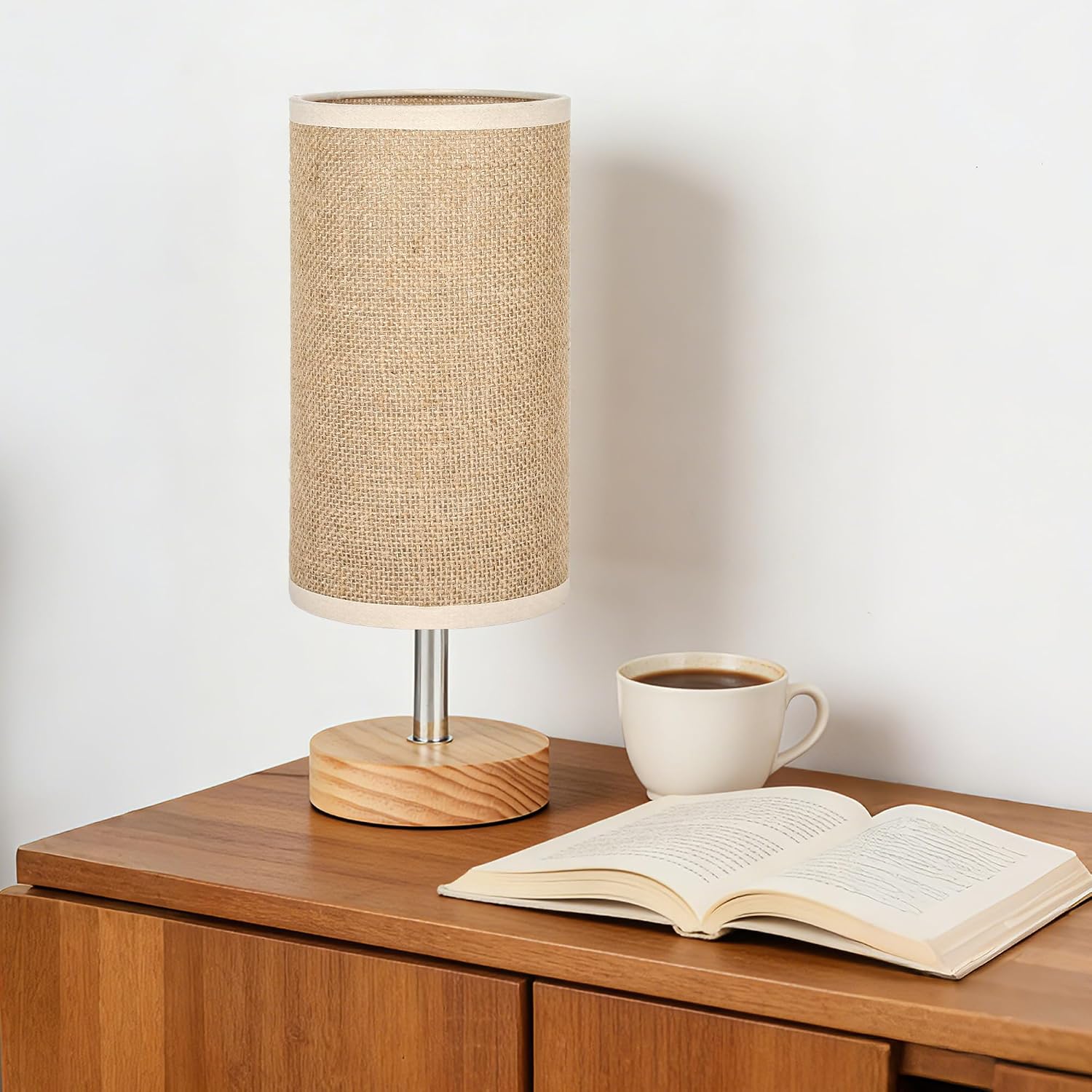 Bedside Table Lamps, Table Lamp for Bedroom, Lamps for Night Stands with Linen Lampshades, Small Table Lamp for Living Room, Office (Bulb…