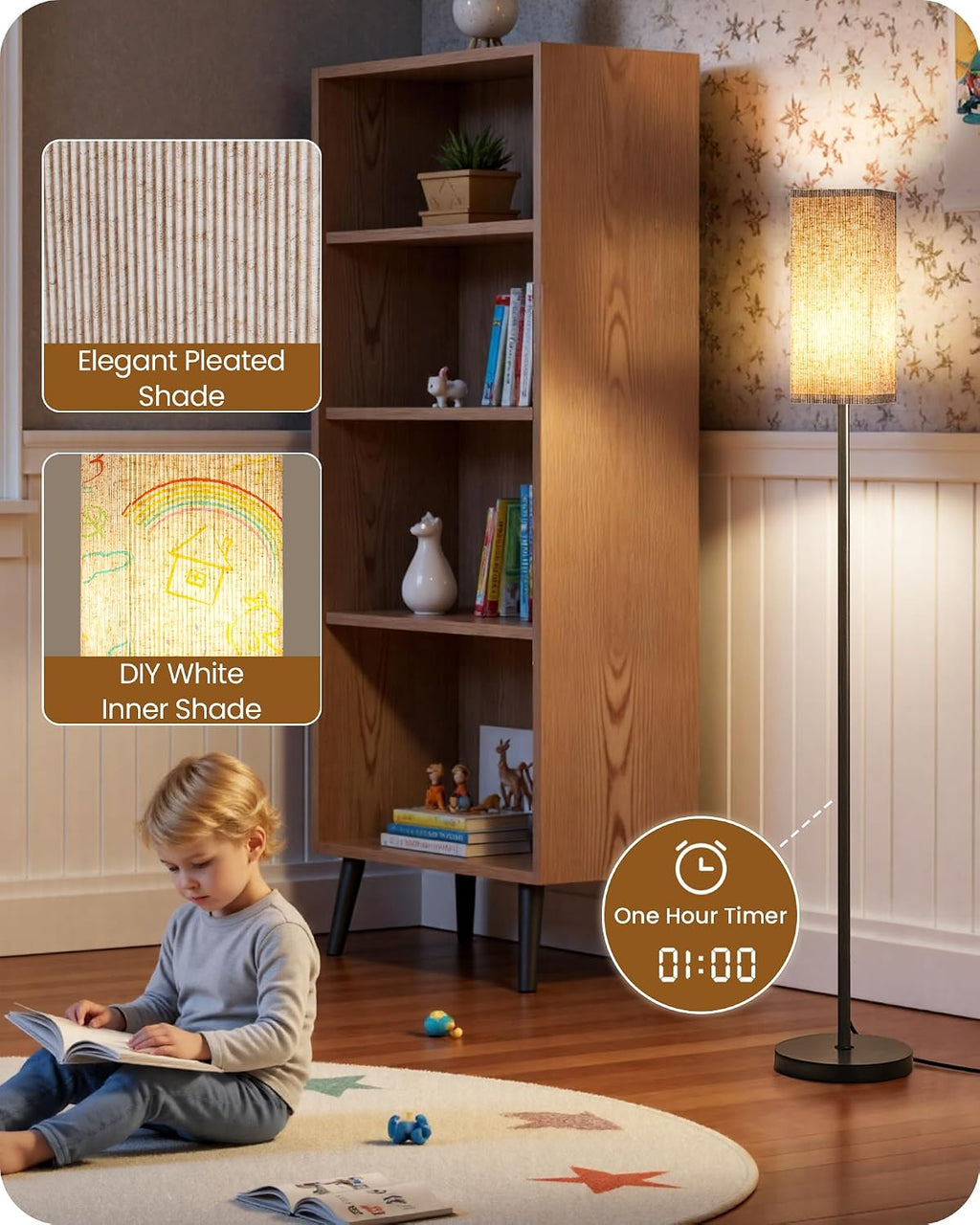 2Pack 64.2” Dimmable Floor Lamp for Living Room with Remote & Foot Switch, Corner Floor Lamp for Bedroom, Includes A19 Bulb, Modern…