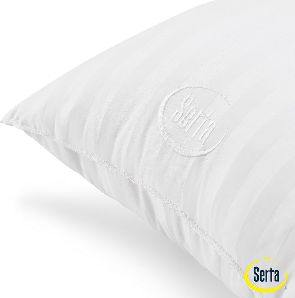 Serta Won't Go Flat Down Alternative Bed Pillows, Extra Life Foam Core with Medium Support, Perfect for Back, Stomach or Side Sleepers (2 P…