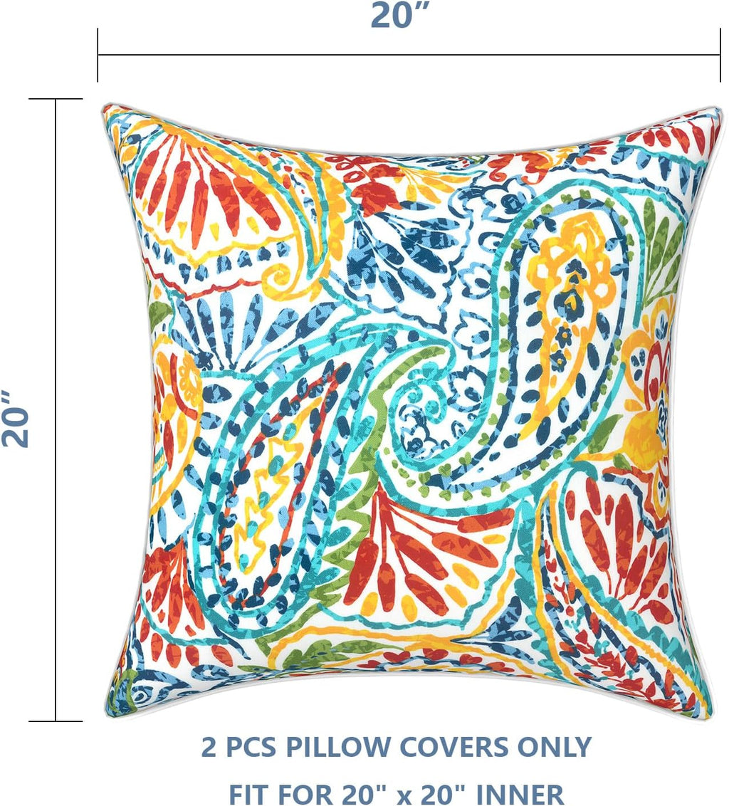 LVTXIII Pack of 2 Outdoor Throw Pillow Covers Accent Waterproof Pillow Covers ONLY, Patio Square Cushion Cases for Garden Balcony Couch…