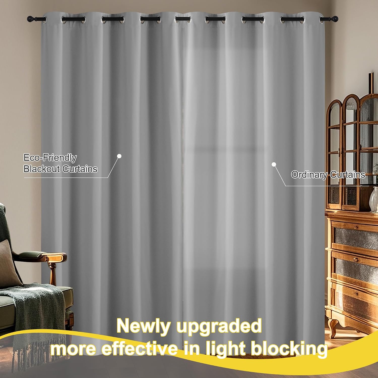 NICETOWN Sliding Door Curtains 96 inches Long for Living Room - Grommet Privacy 100% Blackout Drapery Thermal Insulated Curtains for…