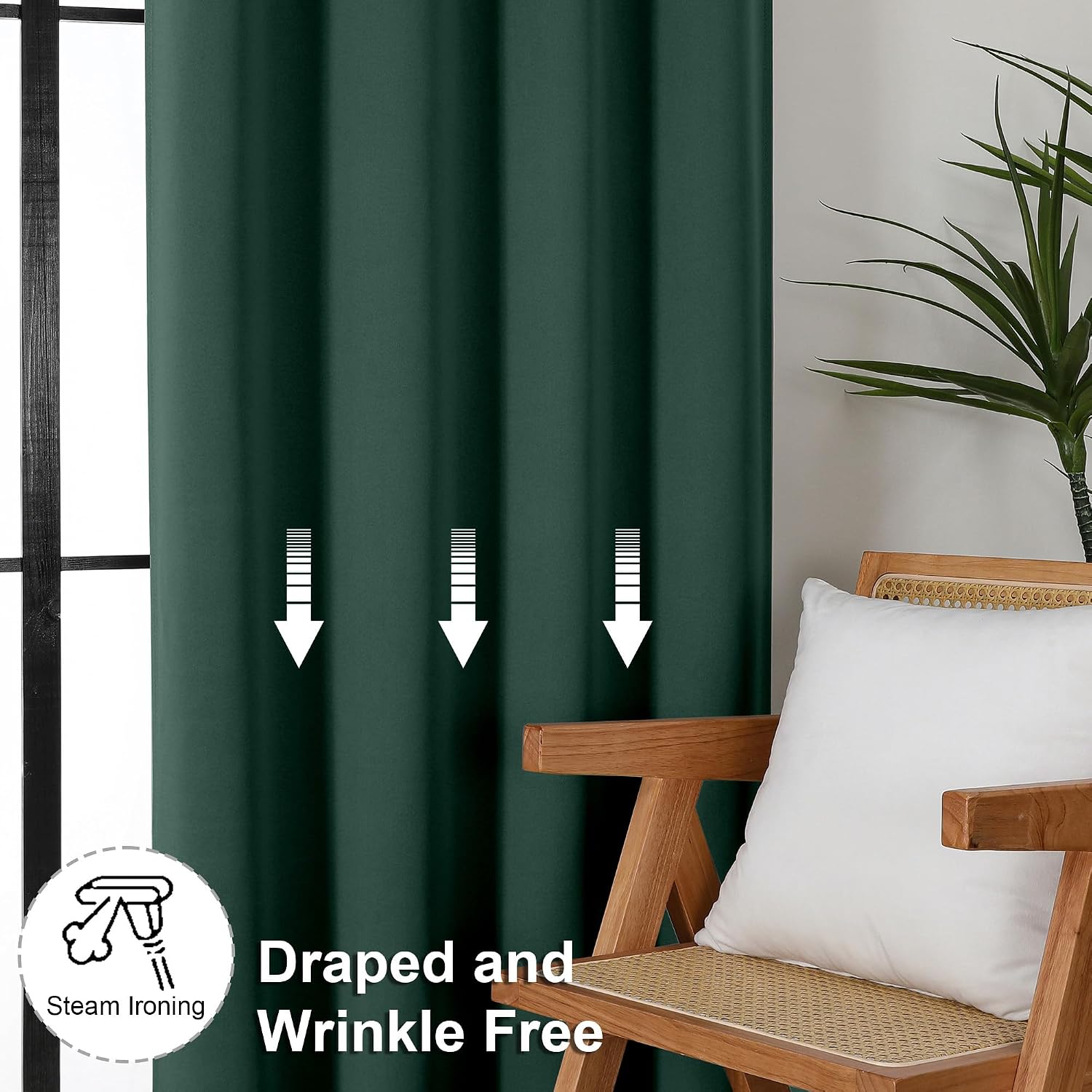 Simplebrand Ava Ever Green Blackout Curtains for Bedroom, 72 Inch Length, 2 Panels Set, Thermal Insulated, Rod Pocket, Window Curtains for…