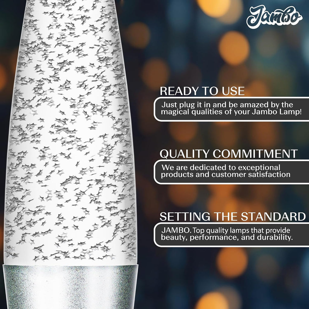 Jambo 16-Inch Silver Star Glitter Lamp I Beautiful Liquid Lamp I Entertaining for Adults and Kids I Perfect Holiday Gift