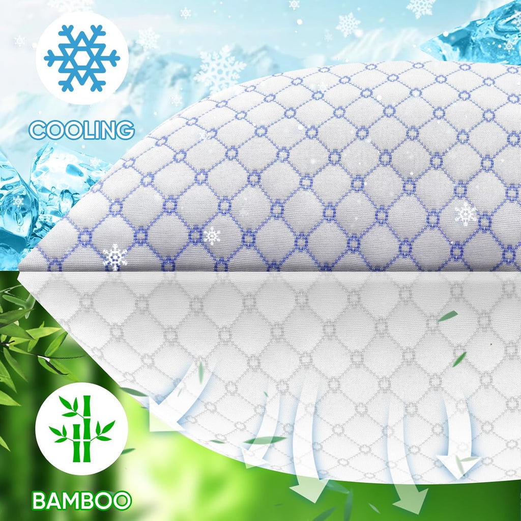 Oaisz Cooling Pillow Queen Size Set of 2, Shredded Memory Foam Bed Pillows for Sleeping, Adjustable Pillows with Cooling Cover, Soft Yet Su…