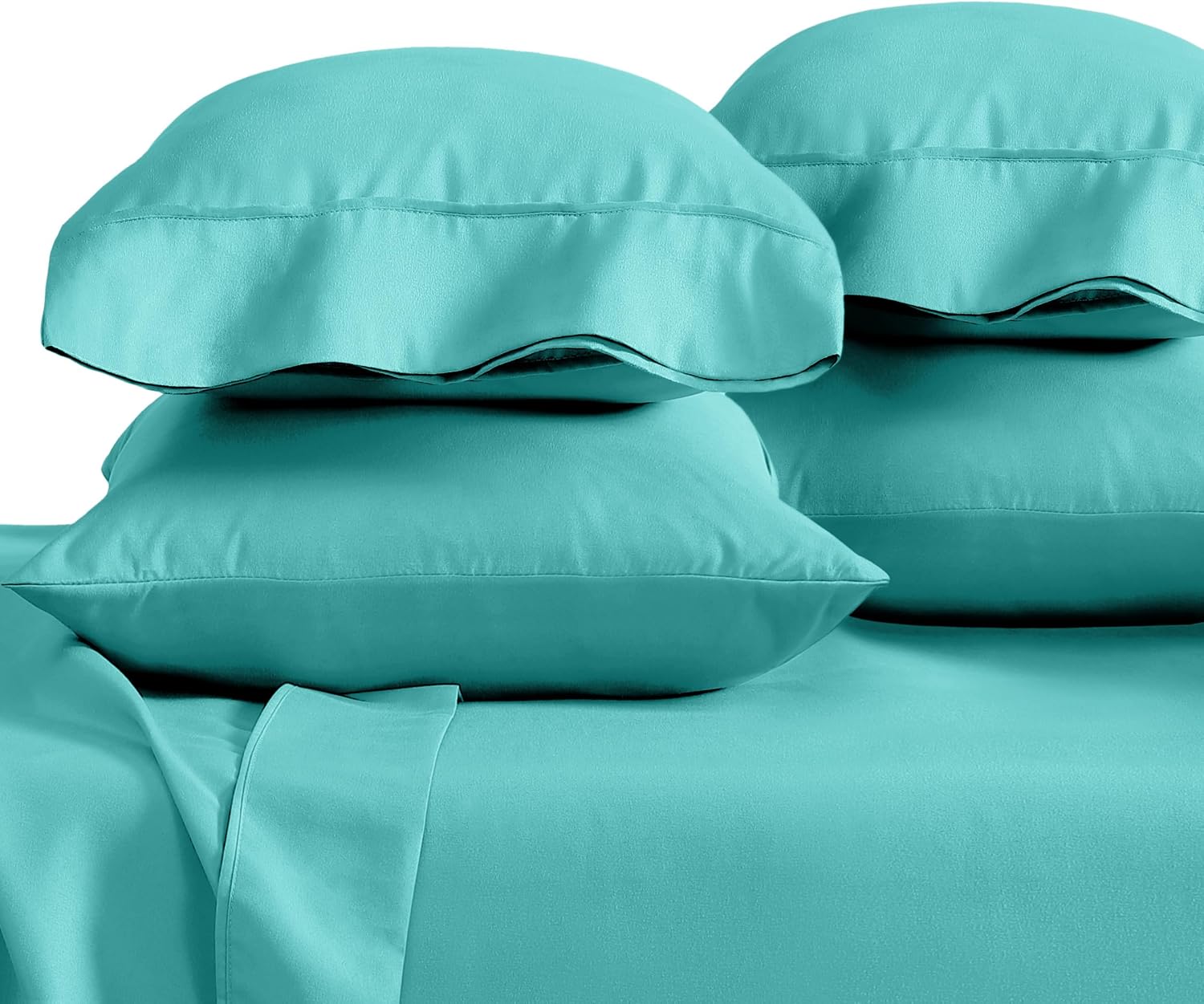BareHome Bare Home Microfiber Bulk Pillow Cases - Standard/Queen Size Set of 4 - Cooling Pillowcases - Double Brushed - Turquoise Pillowcas…
