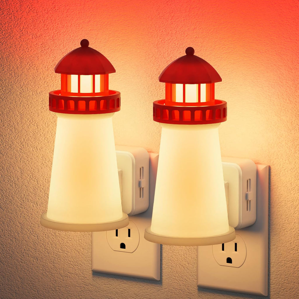JandCase Night Lights Plug into Wall, [2 Pack] 3D Printed Beacon Night Light,3000K Plug in Nightlight with Dusk to Dawn Sensor,0-100LM…
