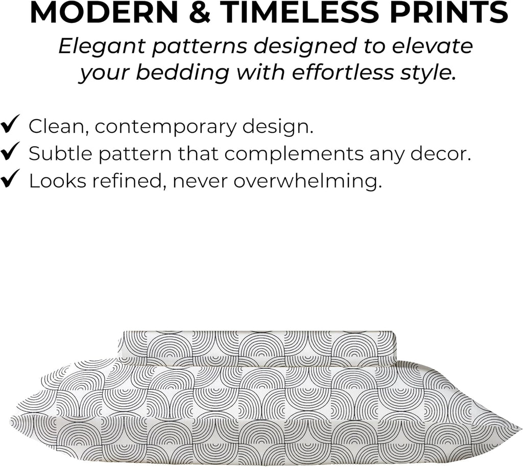 Twin XL Fitted Sheet with 18" Deep Pockets, No Flat - Percale Weave Natural - Breathable 100% Cotton Printed Bedding, 1 Fitted Sheet + 1…