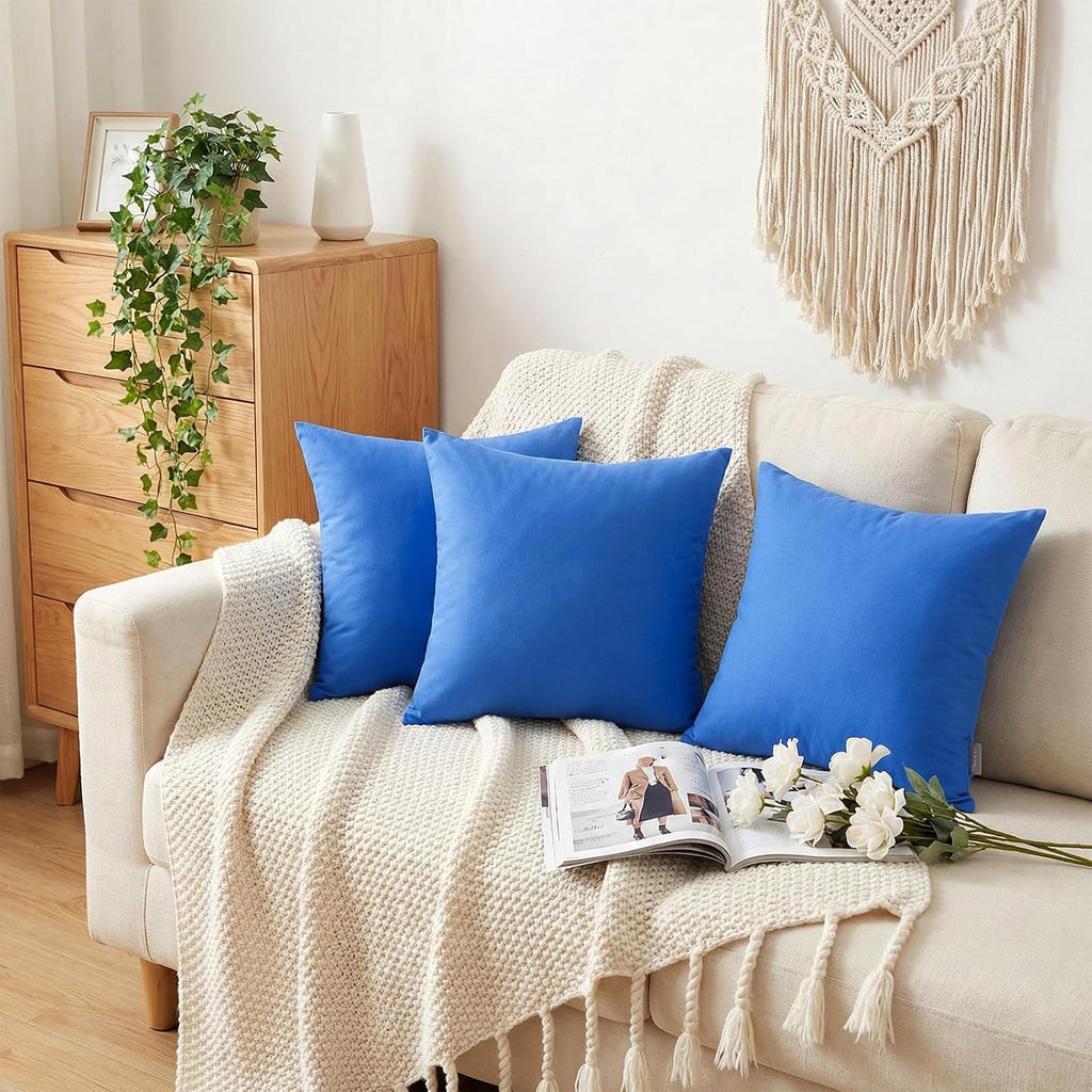Thmyo 4-Pack 100% Cotton Comfortable Solid Decorative Throw Pillow Case, Thmyo Square Cushion Cover Pillowcase Sublimation Blank Pillow Cove…