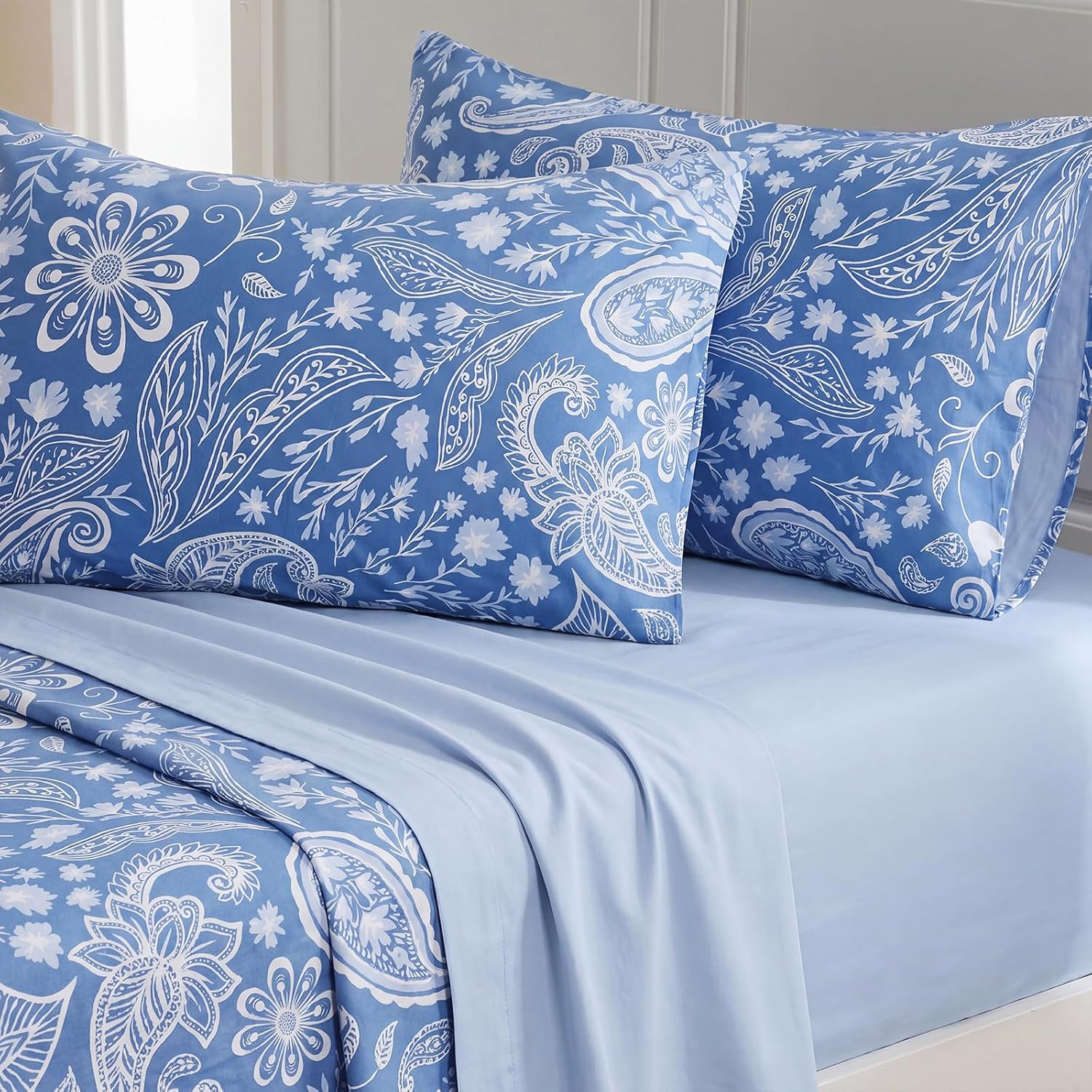 Bedorm Standard Size Pillow Cases Set of 2 Paisley Floral Pillow Covers Soft & Breathable 100% Cotton Pillowcases Boho Chic Decorative Pill…