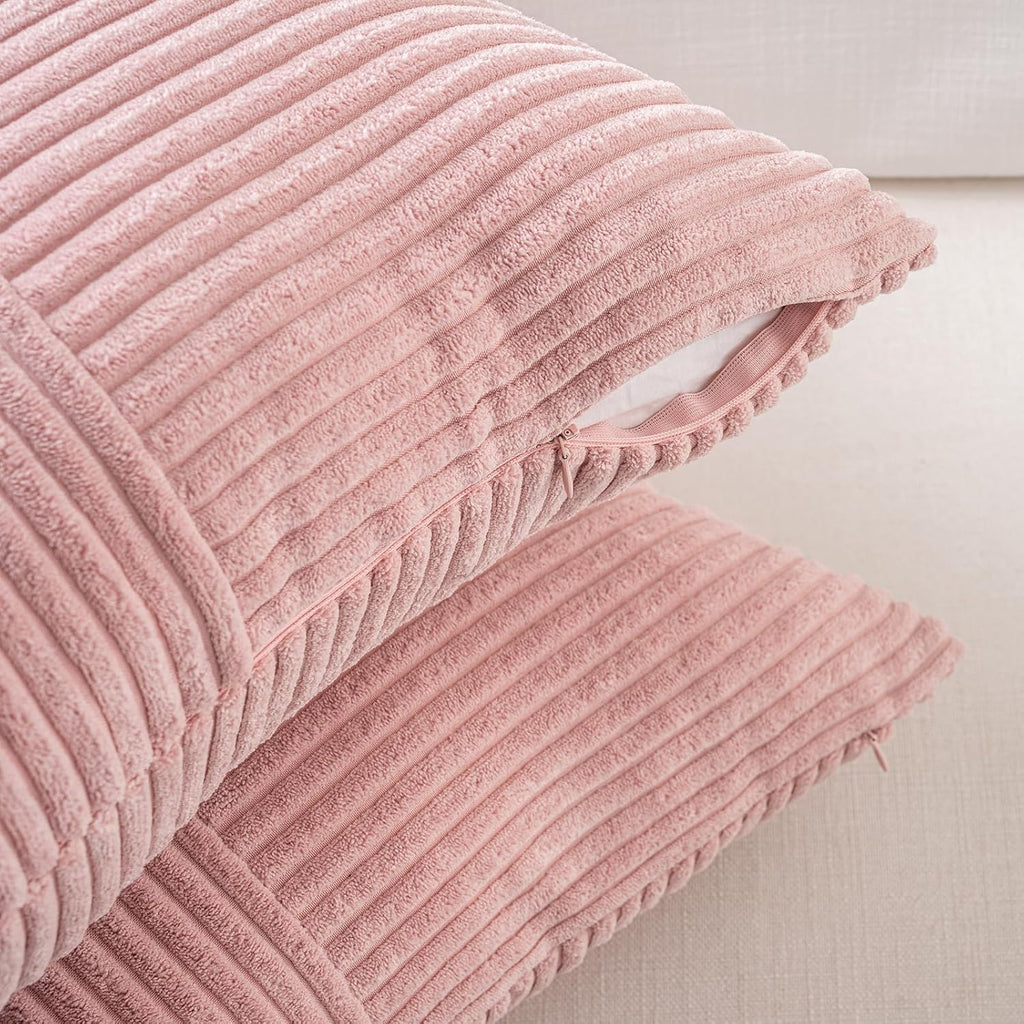 Fancy Homi 2 Packs Blush Pink Decorative Throw Pillow Covers 16x16 Inch for Living Room Couch Bed, Rustic Farmhouse Boho Home Decor, Soft…