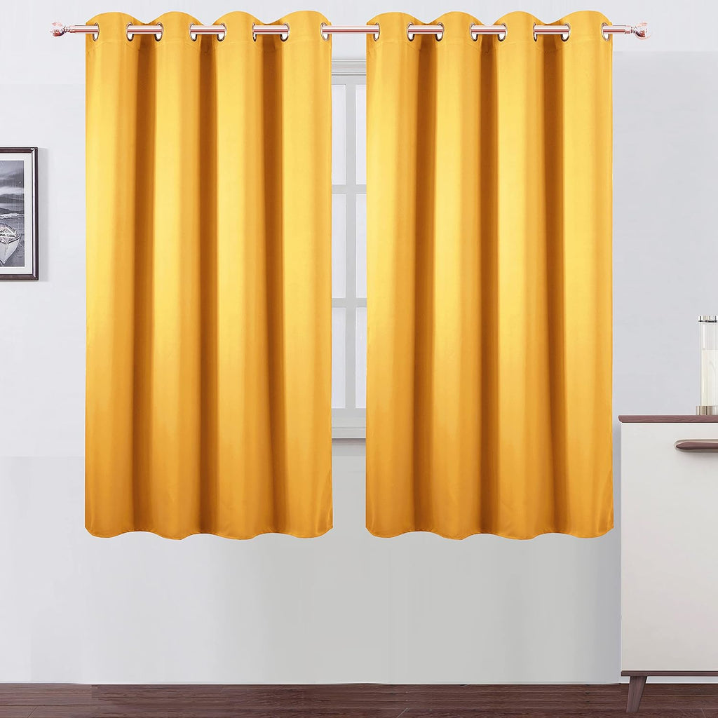 Lemomo Yellow Thermal Blackout Curtains/52 x 63 Inch/Set of 2 Panels Room Darkening Curtains 63 Inch silver