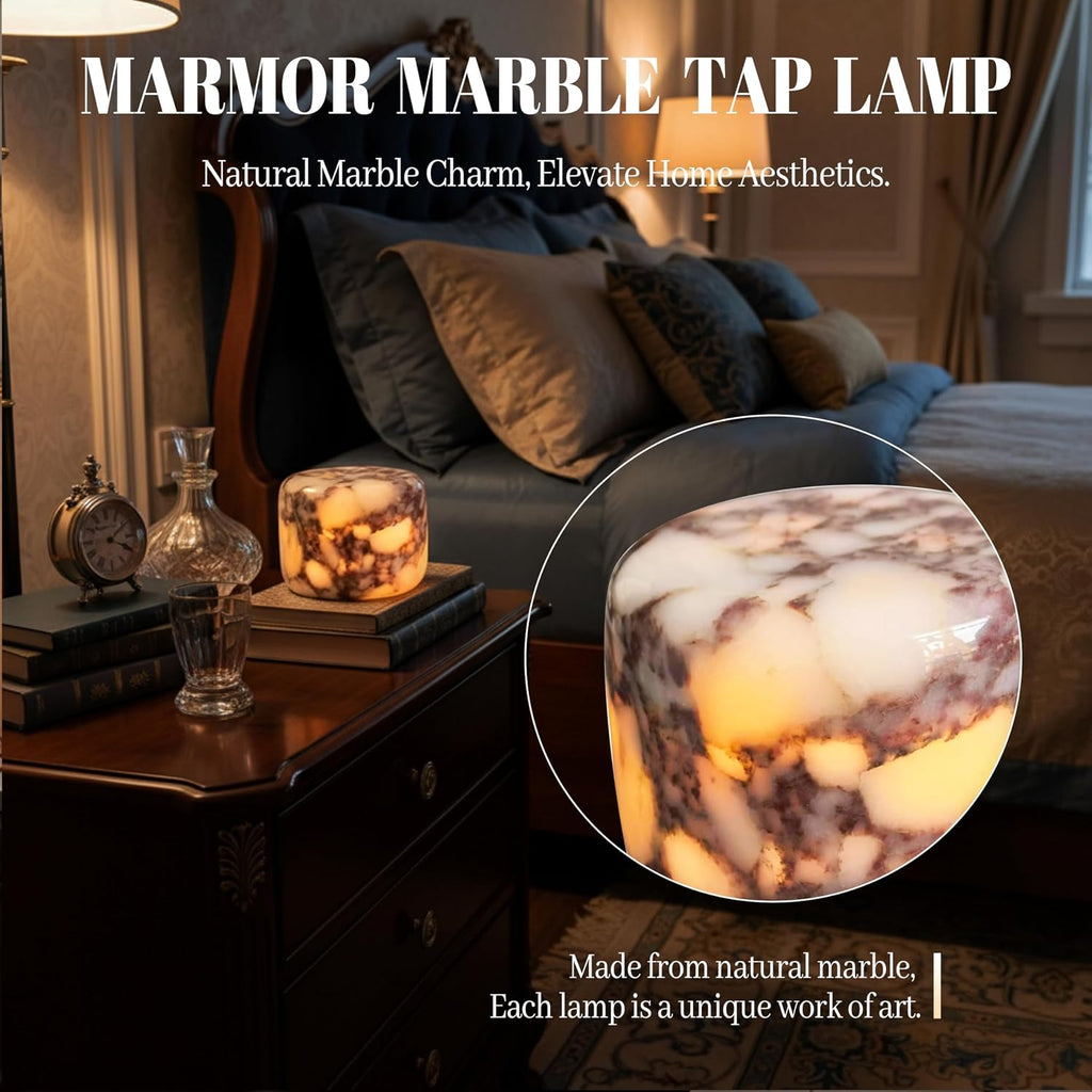 Marmor Marble Lamp Table Lamp Unique Stone lamp Type-C 3 Way Bedside Lamps Ambient Lighting for Bedroom Night Stands Small Night Light Deco…