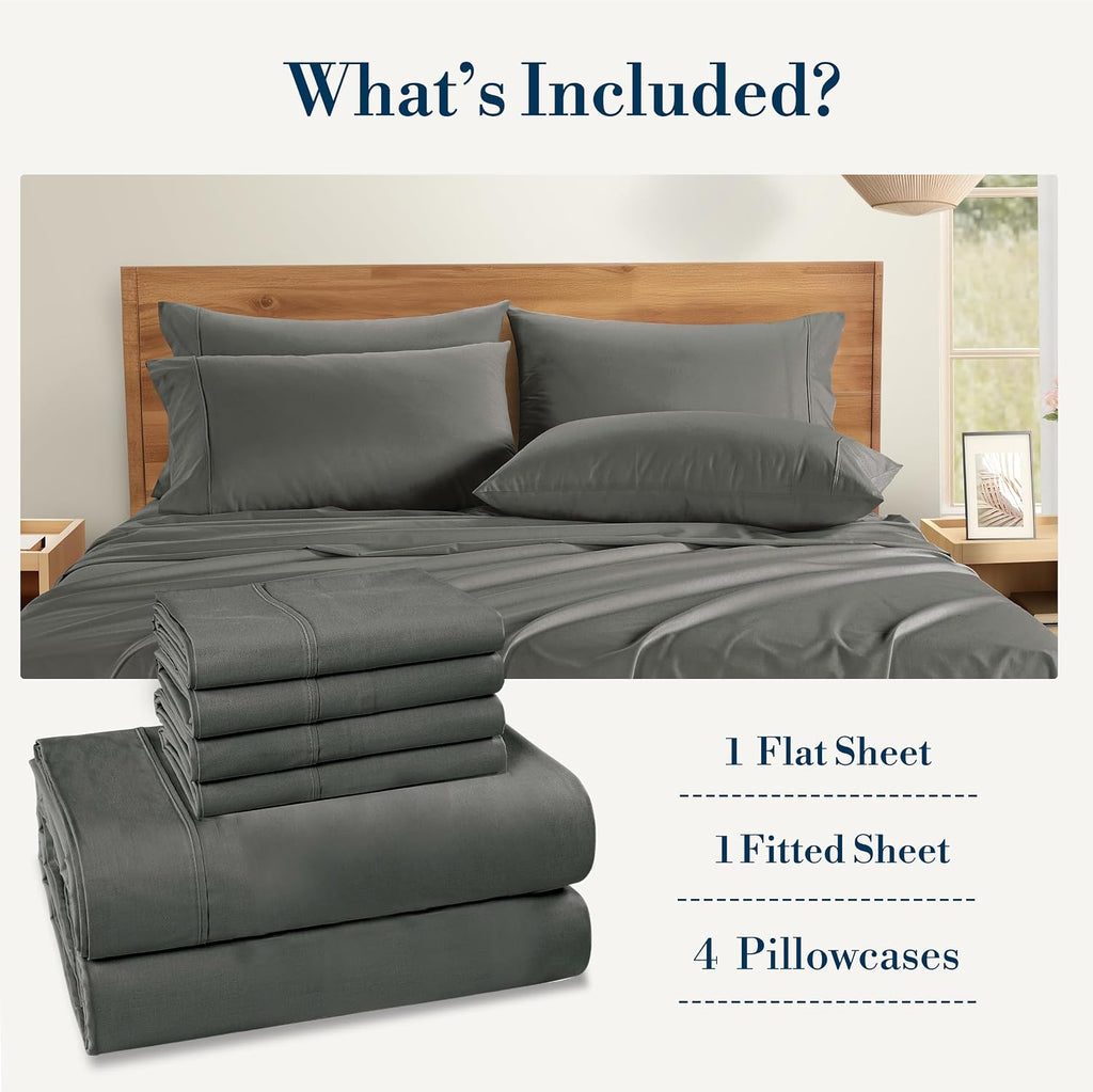 Casa Platino King Sized Sheets – 6 Piece King Size Sheets Set, Ultra Soft & Breathable, With 15 Inch Deep Pocket Fitted Sheet, Cozy…