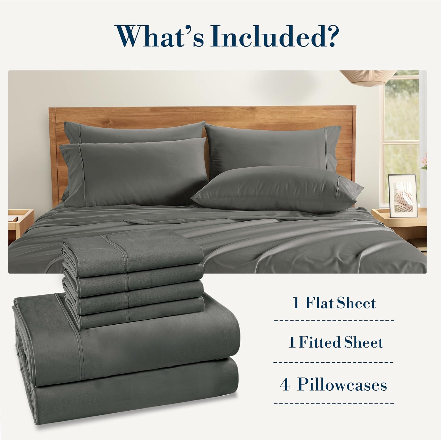Casa Platino King Sized Sheets – 6 Piece King Size Sheets Set, Ultra Soft & Breathable, With 15 Inch Deep Pocket Fitted Sheet, Cozy…