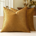 Miulee 24x24 Inch Euro Sham Velvet Pillow Covers, Set of 2 Large Square Decorative Pillows -Dark Gold Super Soft for King Bed, Sofa, Couch,…