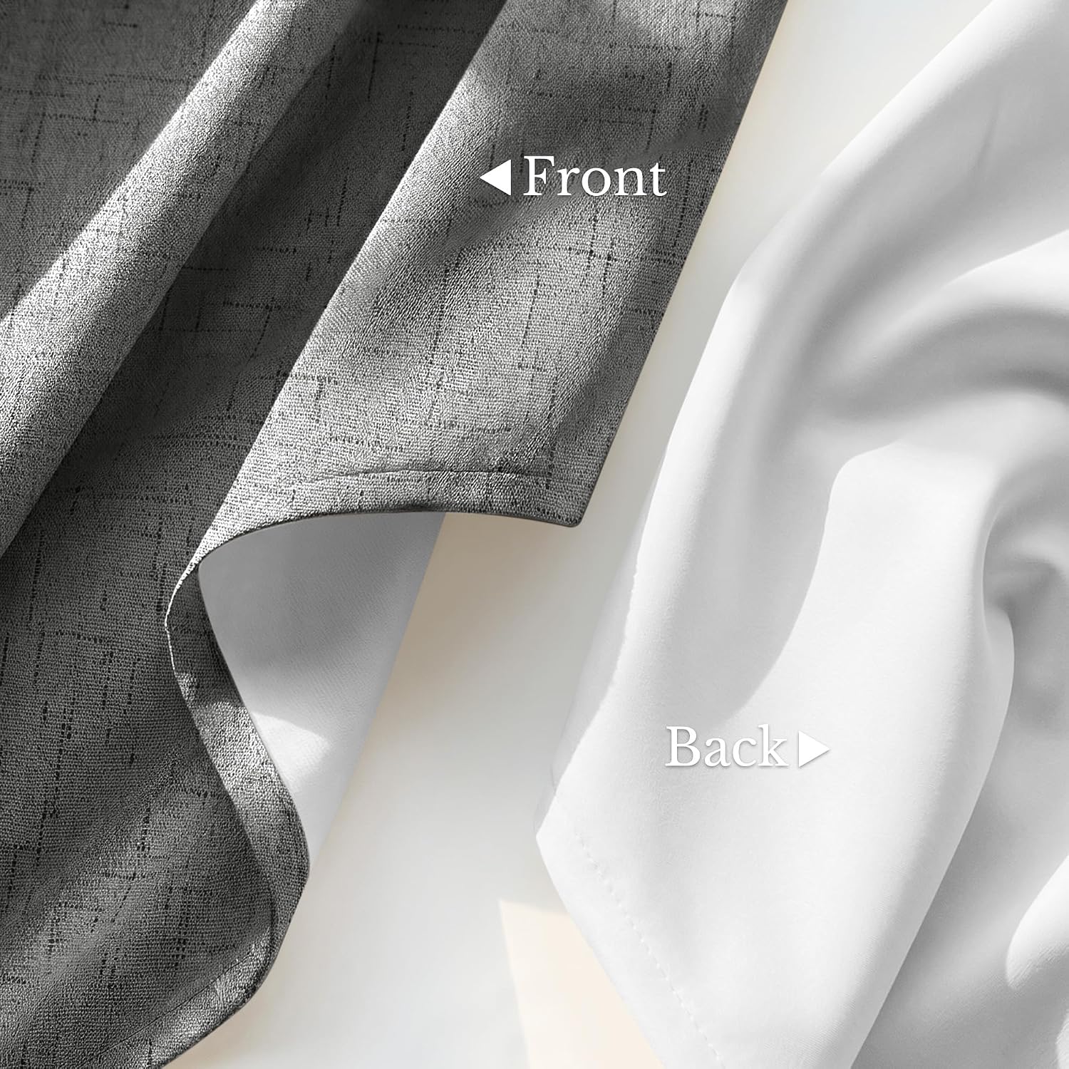 Nicetown 100% Blackout Grey Curtains Linen Blend with White Liner Composite, Grommet Thermal Drapes Sound Reducing Relax Home Decor Window…