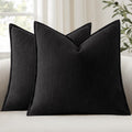 Anroduo Pack of 2 Decorative Linen Pillow Covers Black Neutral Farmhouse Boho Soild Cushion Case Soft Accent Pillowcase for Couch Sofa Bedr…