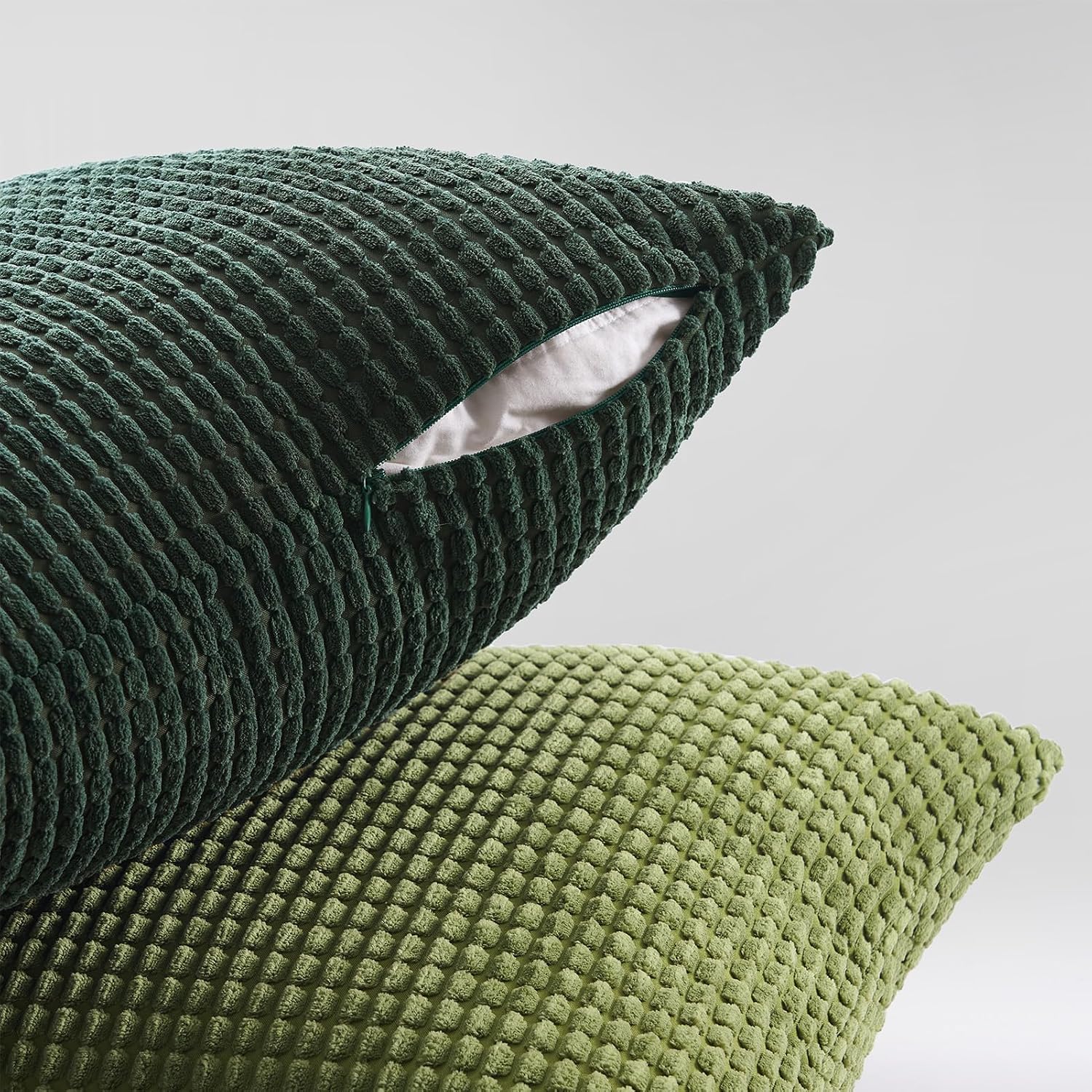 Topfinel Fall Pillow Covers Set of 4 Soft Corduroy Boho Strip Textured OliveGreen Pillow Covers Modern Farmhouse Cute Autumn Home Decor Gre…