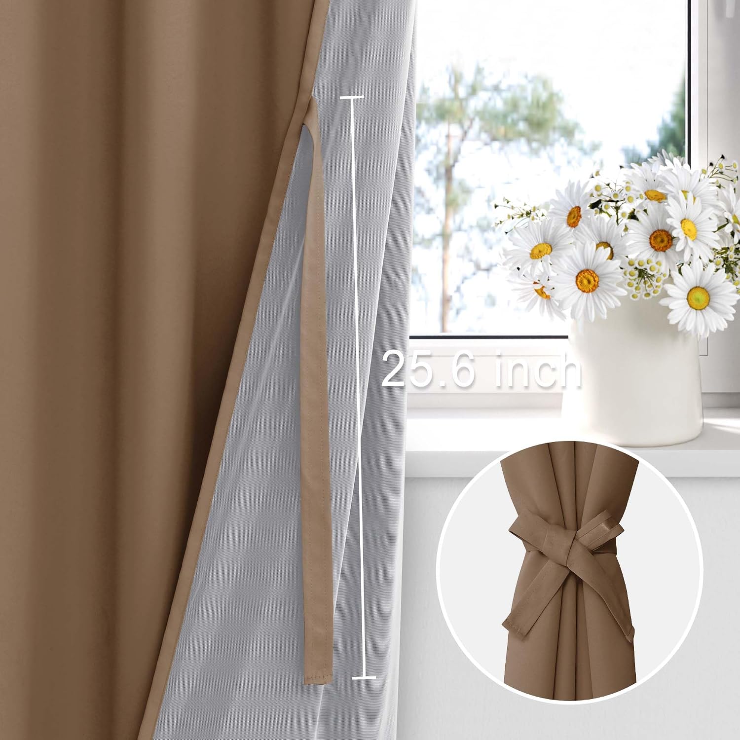 Xwzo 100% Blackout Curtains with Tiebacks- 2 Thick Layers Completely Shaded Window Treatment Thermal Insulated Lined Drapes for Bedroom/Pat…